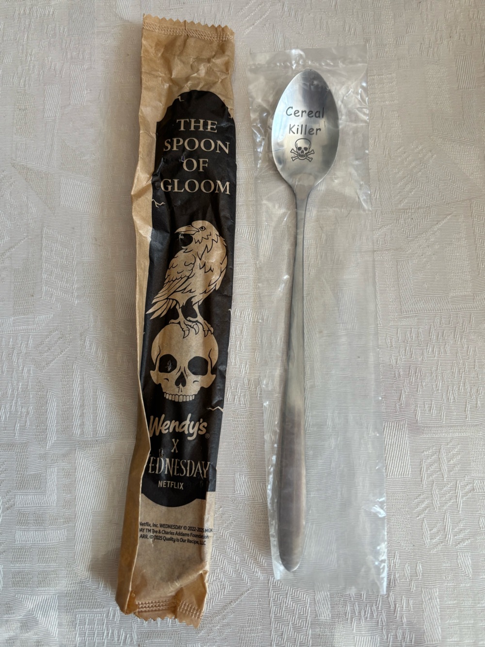 Cereal killer spoon and Wendy’s X Wednesday Spoon of Gloom, collectible spoons